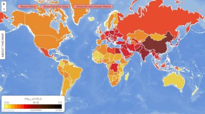 Экологи создали интерактивную карту загрязнения воздуха в мире