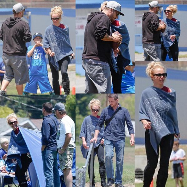 Кевин Федерлайн и Бритни Спирс посетили футбольный матч сыновей вместе