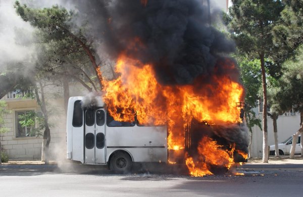 Утром в Башкирии горел автобус