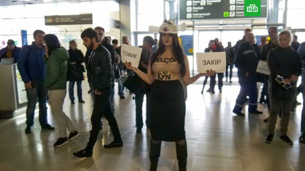 Обнаженной грудью протестовала против секс-туров активистка Femen в образе овцы