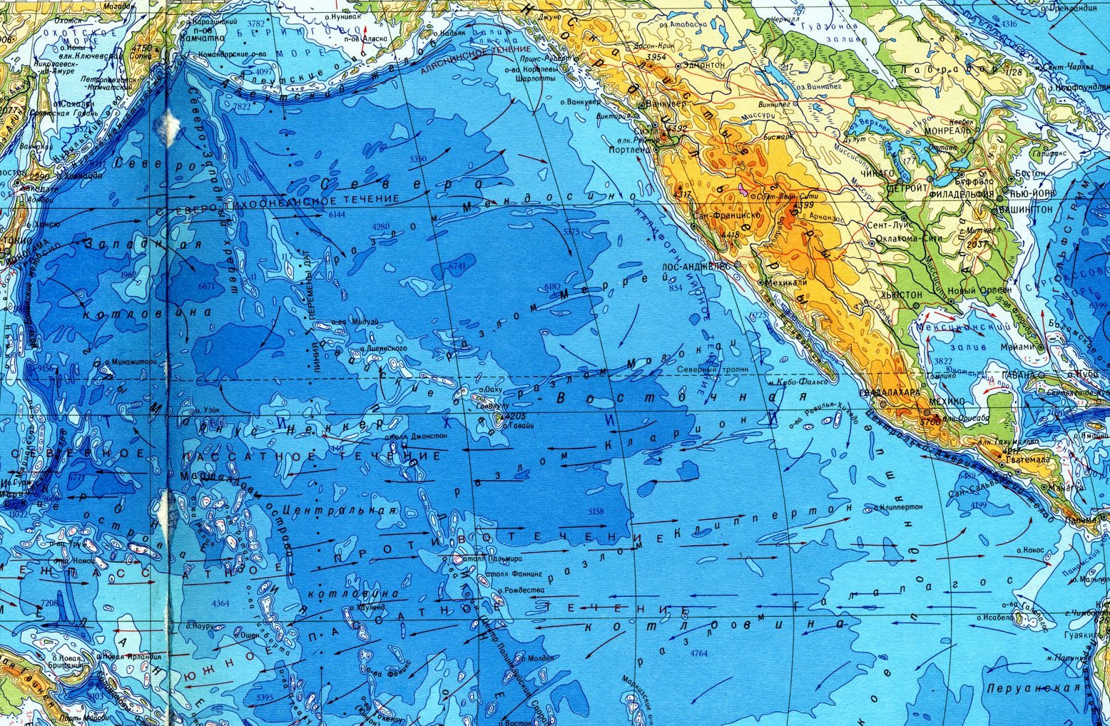 Части тихого океана заливы. Карта лоция Тихого океана. Карта глубин Тихого океана. Физ карта Тихого океана.