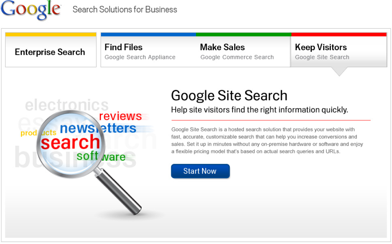 Google website search. Google search Appliance t5.