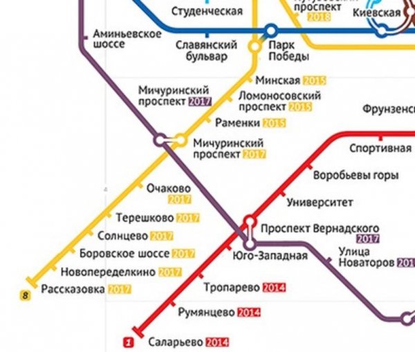 Желтая линия метро Москвы пополнится тремя станциями в направлении «Раменок»