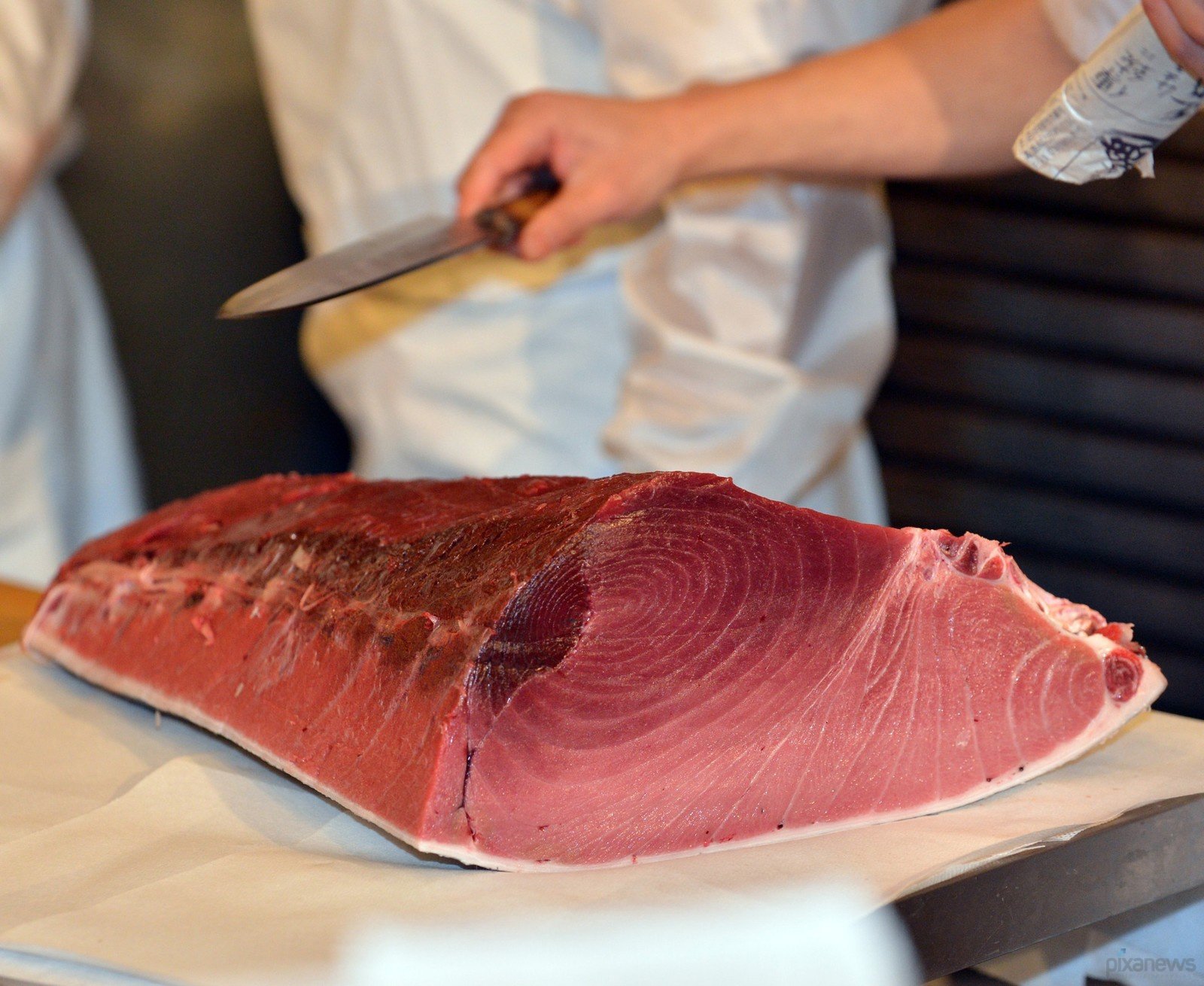 Мясо дорогих рыб. Голубой тунец стейк.