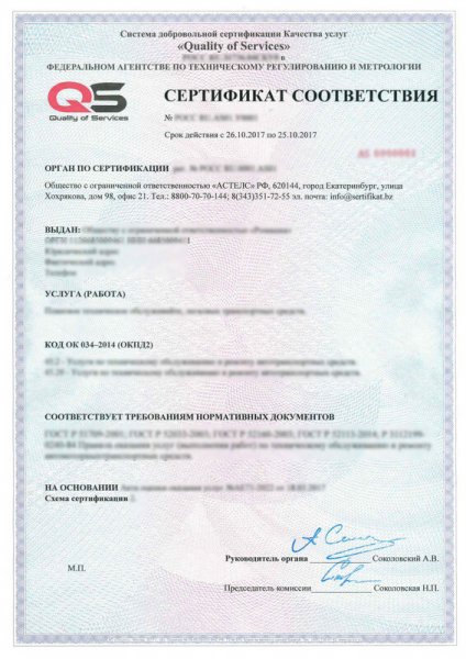 Сертификация услуг в Екатеринбурге