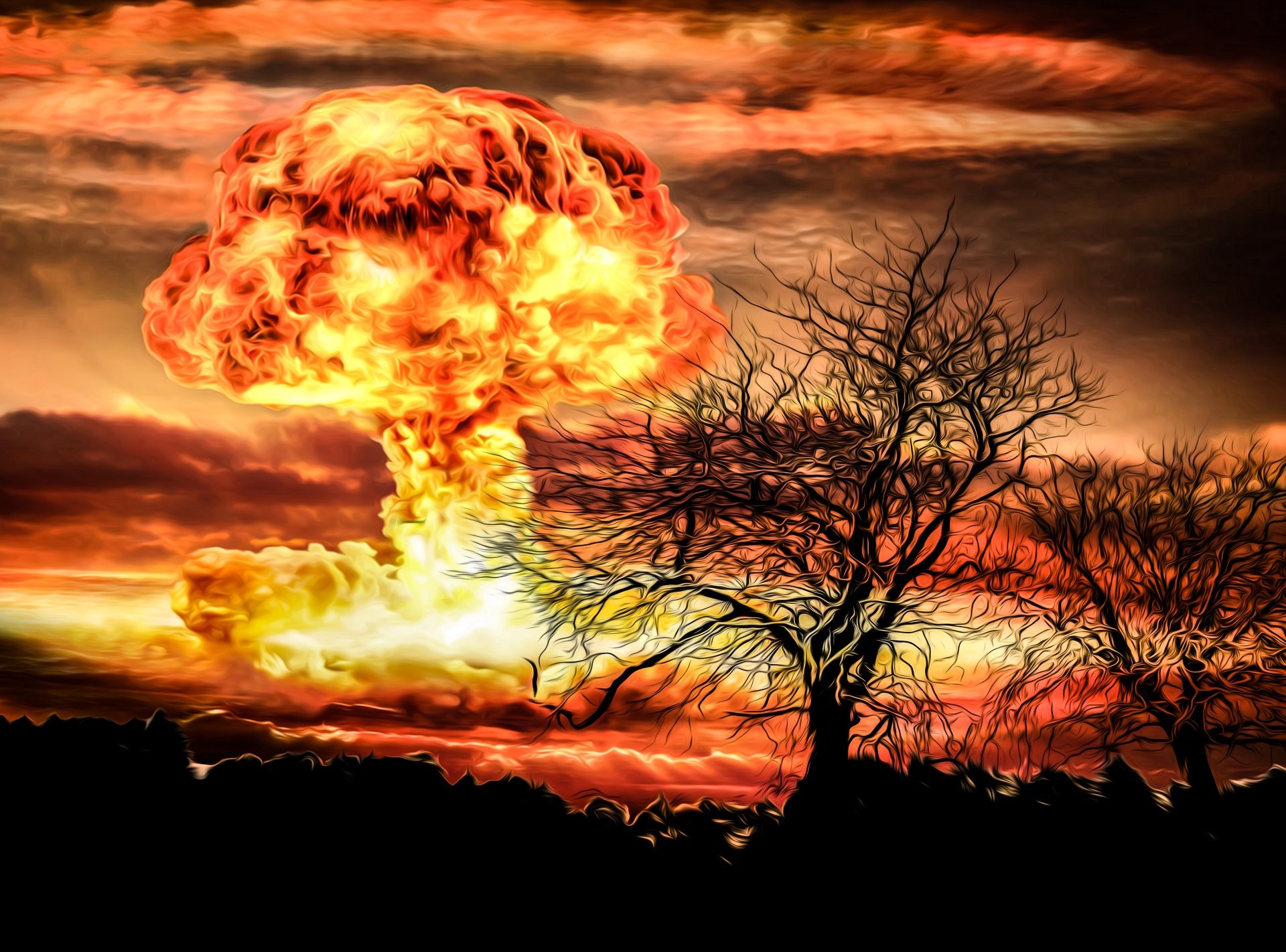 Дерево конца света. Ядерный взрыв. Атомный взрыв. Взрыв ядерной бомбы. Ядерный гриб.