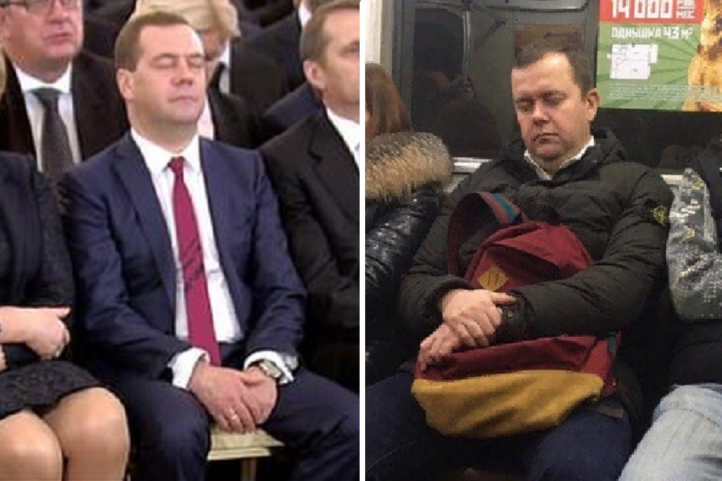 Медведев пародии. Двойник Медведева в метро.